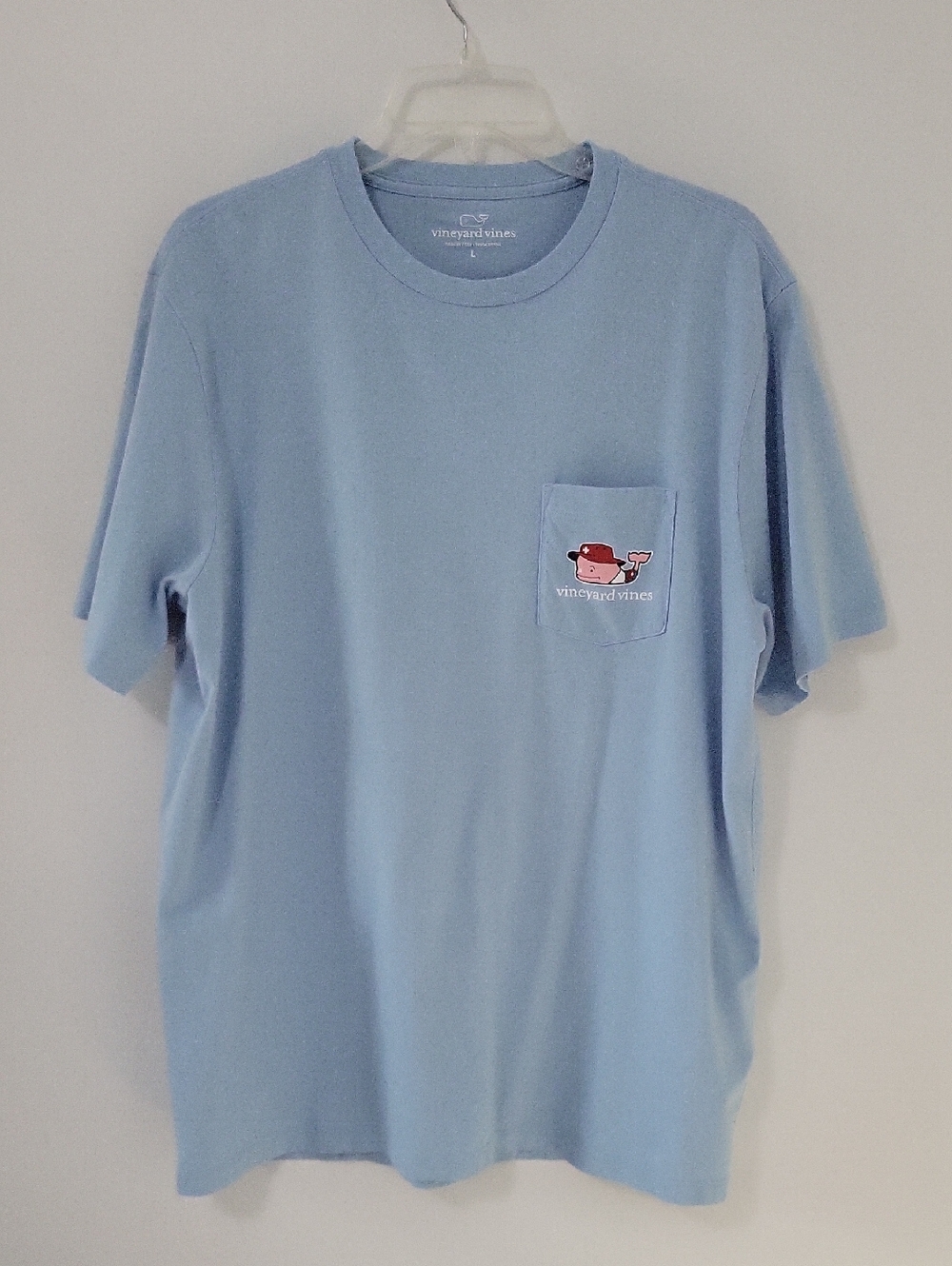 Vineyard Vines Light Blue Lifeguard Pocket Tee, Size Large